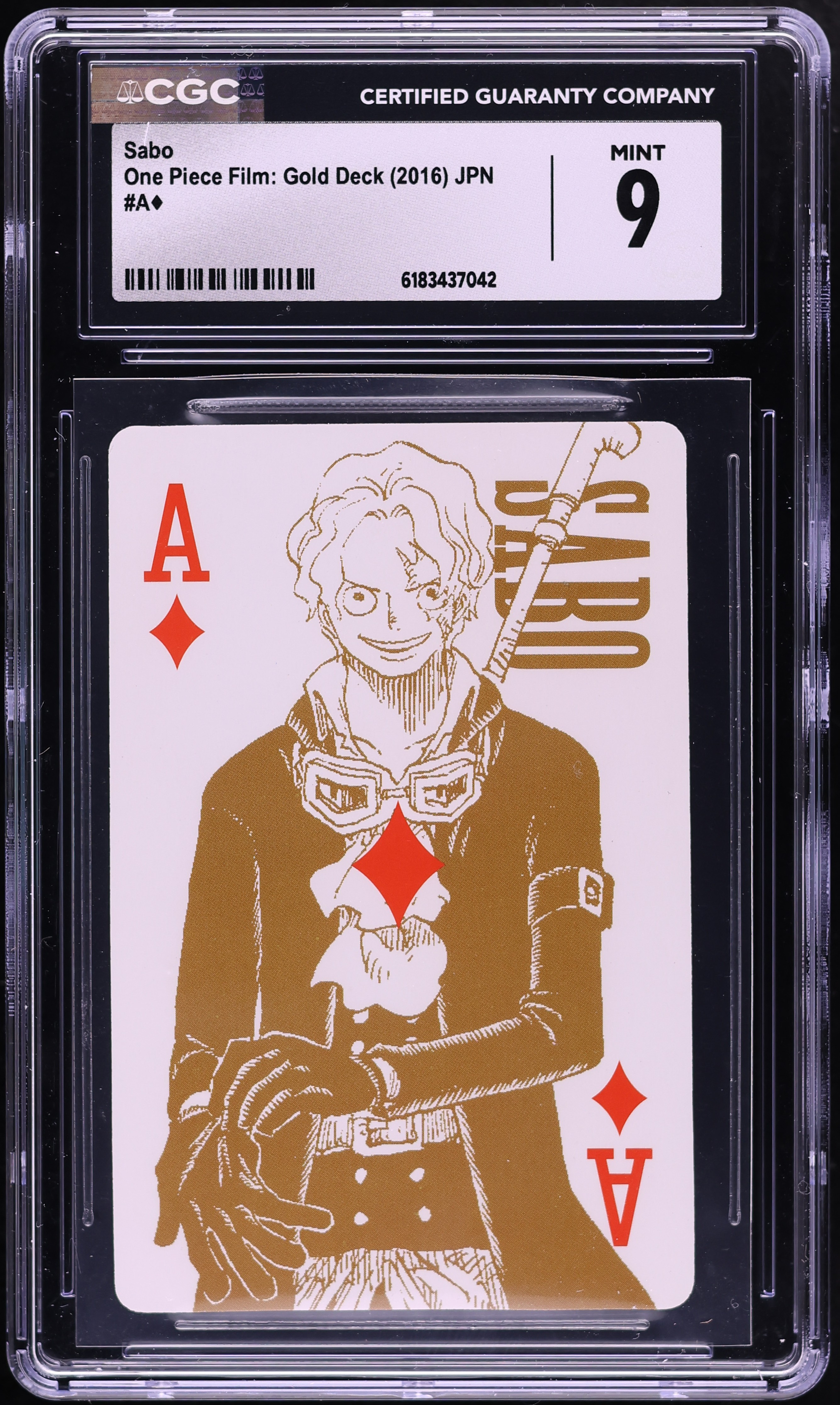 2016 One Piece Japanese Playing Cards Film Gold Deck Sabo CGC 9 MINT