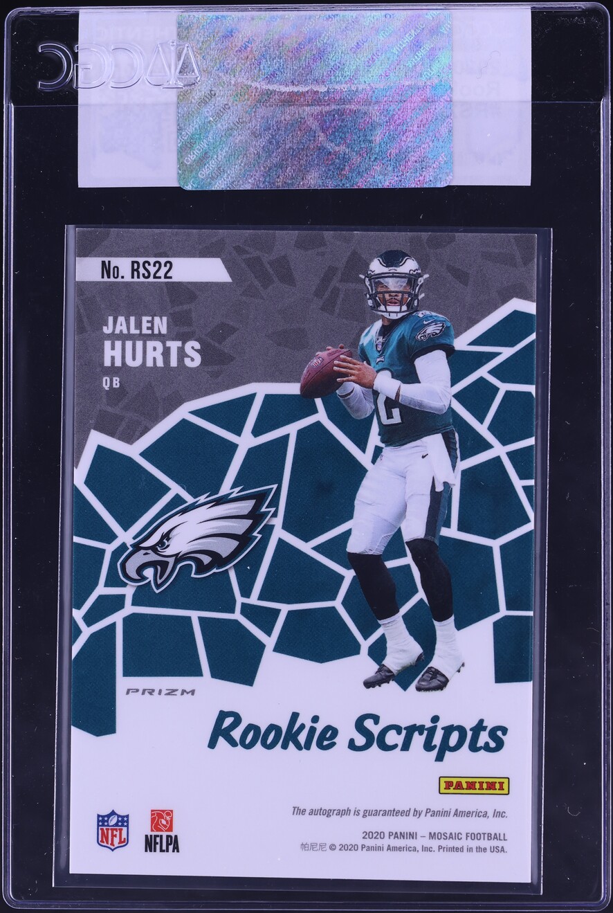 2020 Panini Mosaic Scripts Jalen Hurts ROOKIE AUTO #RS22 CGC AUTH