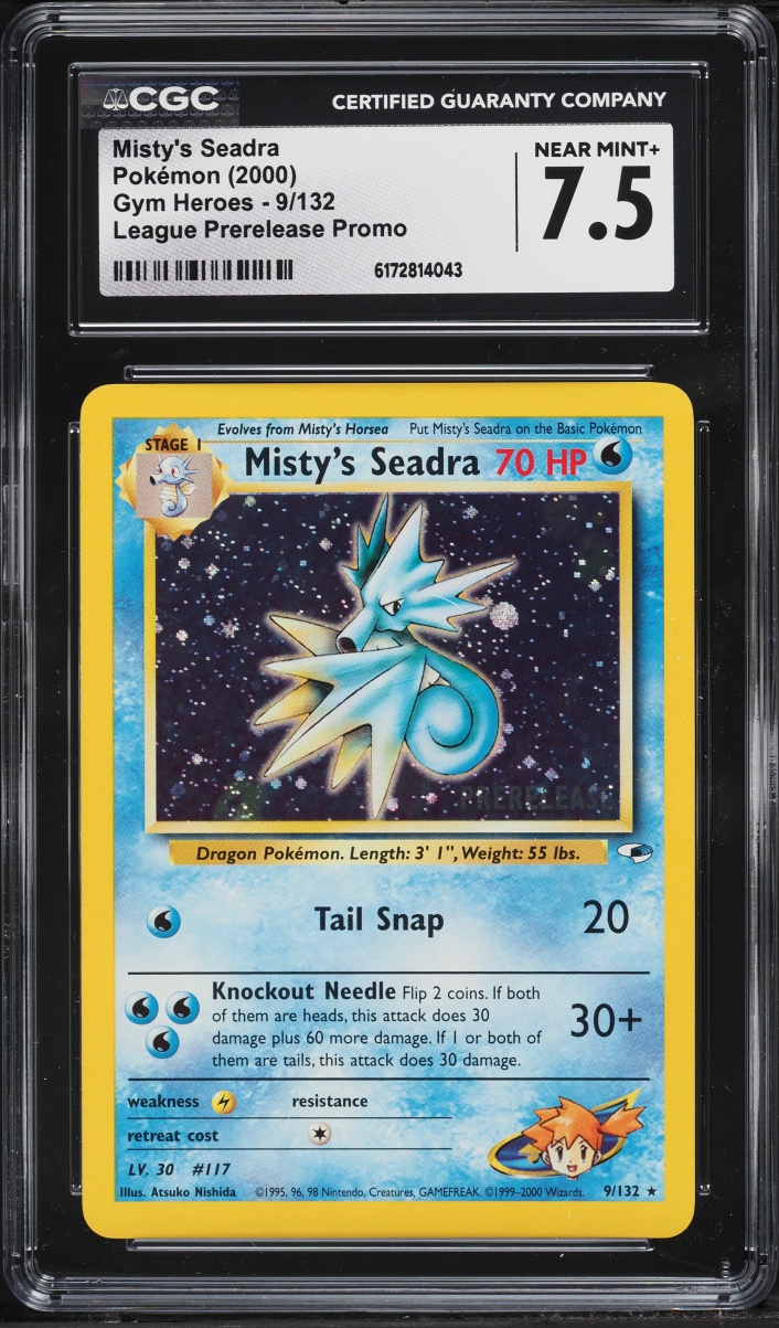 2000 Pokemon Gym Heroes Promo League Prerelease Holo Misty's Seadra #9 CGC 7.5 NRMT+