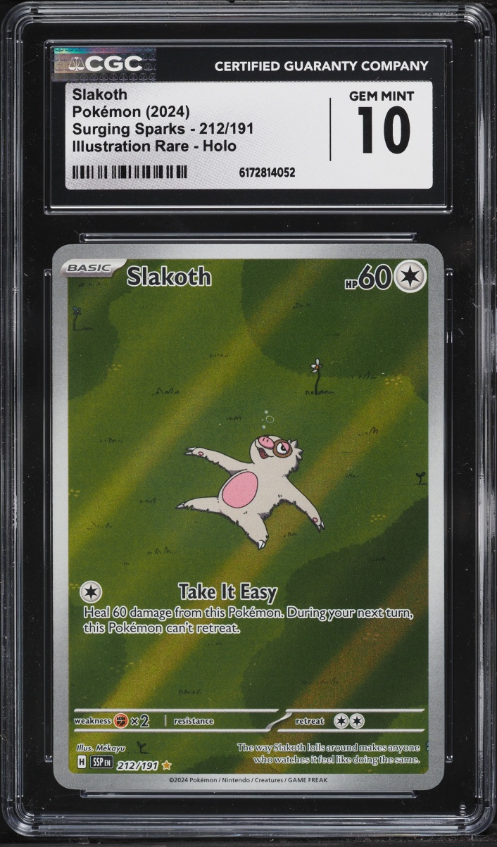 2024 Pokemon Scarlet & Violet Surging Sparks IR Slakoth #212 CGC 10 GEM MINT