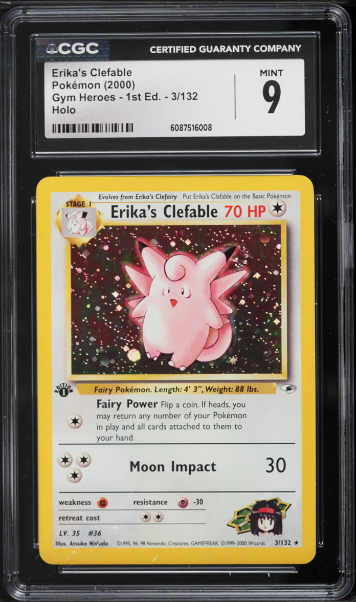 2000 Pokemon Gym Heroes 1st Edition Holo Erika's Clefable #3 CGC 9 MINT