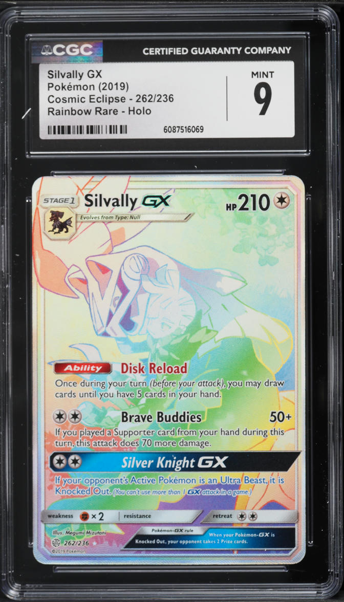 2019 Pokemon Sun & Moon Cosmic Eclipse Rainbow Rare Silvally GX #262 CGC 9 MINT