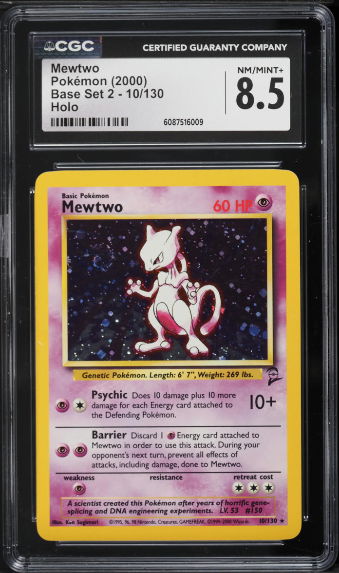 2000 Pokemon Base Set 2 Holo Mewtwo #10 CGC 8.5 NM-MT+