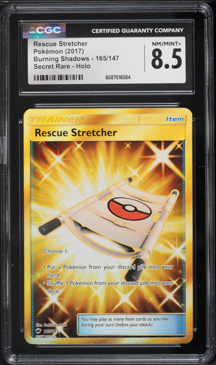 2017 Pokemon Sun & Moon Burning Shadows Gold Rare Rescue Stretcher #165 CGC 8.5 NM-MT+