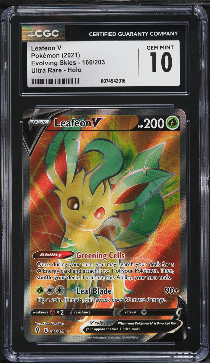 2021 Pokemon SWSH Evolving Skies Full Art Leafeon V #166 CGC 10 GEM MINT