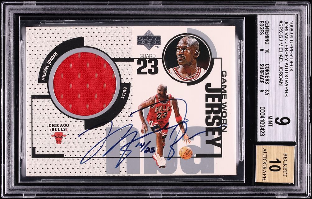 1998 Upper Deck Game Jersey Michael Jordan PATCH AUTO /23 #MJx-GJ BGS 9 MINT