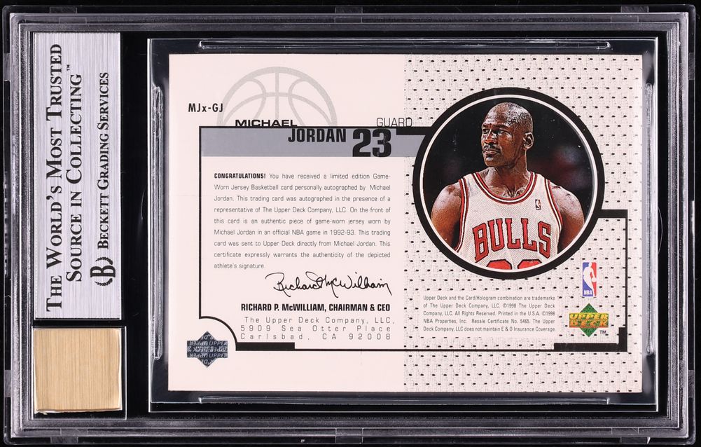 1998 Upper Deck Game Jersey Michael Jordan PATCH AUTO /23 #MJx-GJ BGS 9 MINT