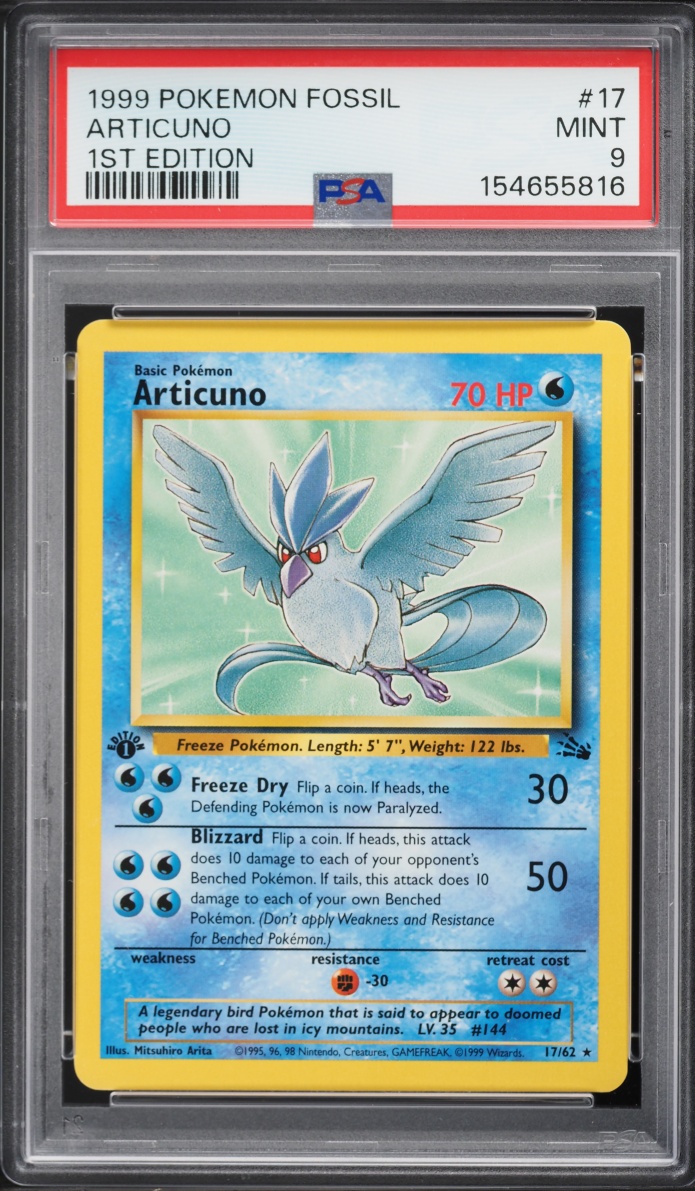 1999 Pokemon Fossil 1st Edition Articuno #17 PSA 9 MINT