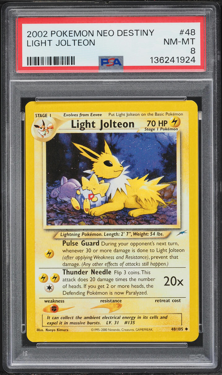 2002 Pokemon Neo Destiny Light Jolteon #48 PSA 8 NM-MT