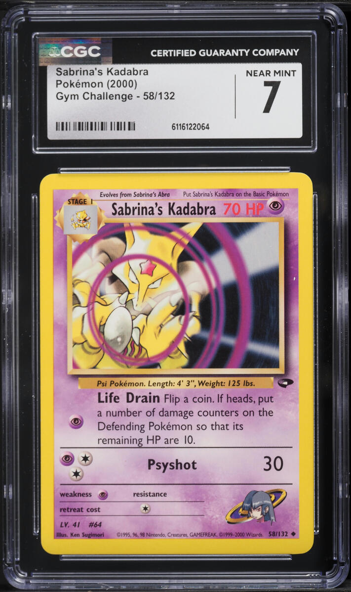 2000 Pokemon Gym Challenge Sabrina's Kadabra #58 CGC 7 NRMT