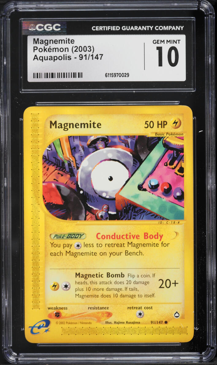 2003 Pokemon Aquapolis Magnemite #91 CGC 10 GEM MINT