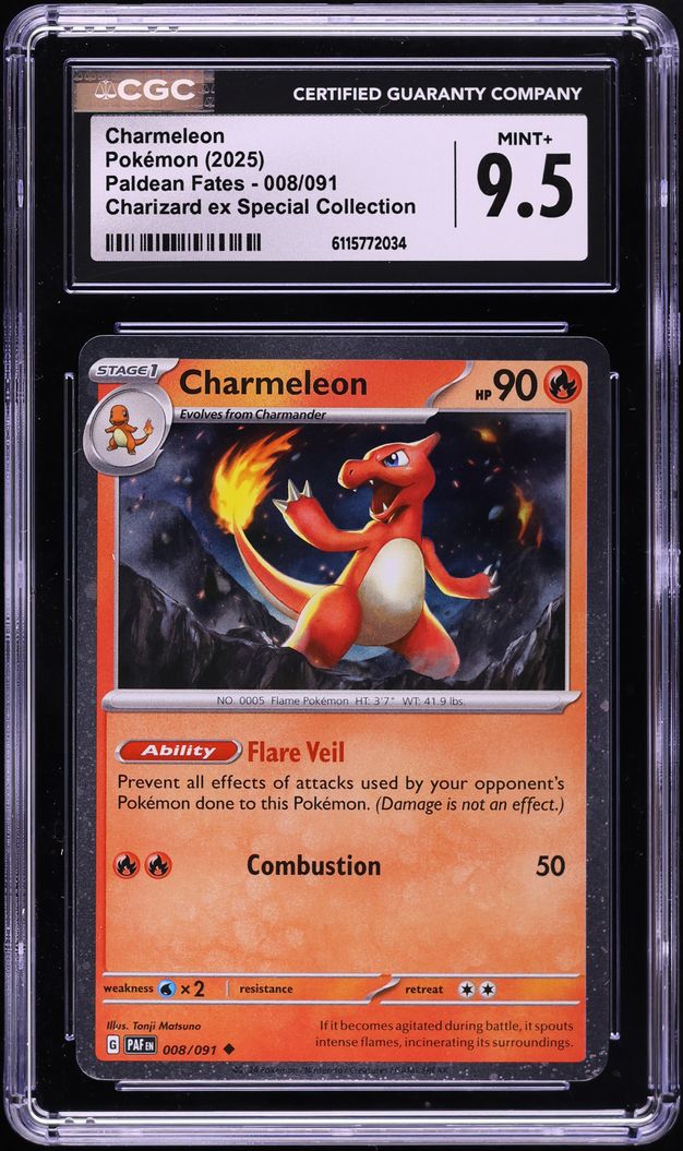 2025 Pokemon Scarlet & Violet Paldean Fates Special Collection Charmeleon #8 CGC 9.5 MINT+