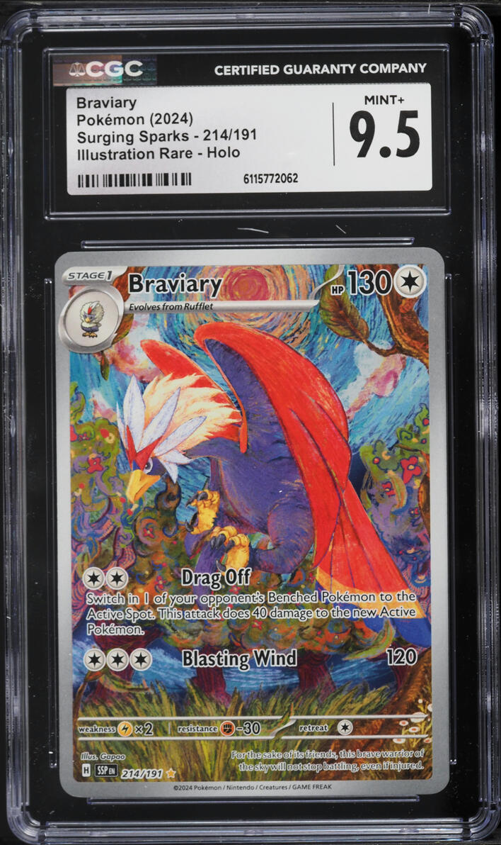 2024 Pokemon Scarlet & Violet Surging Sparks IR Braviary #214 CGC 9.5 MINT+