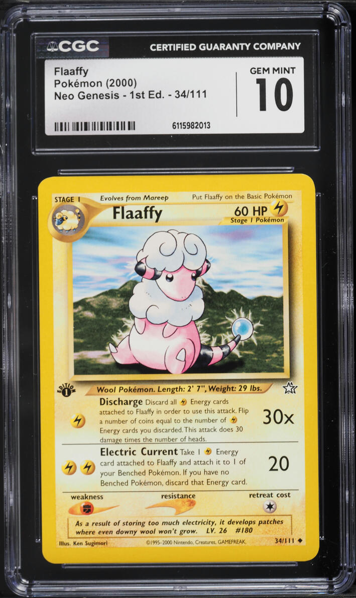 2000 Pokemon Neo Genesis 1st Edition Flaaffy #34 CGC 10 GEM MINT