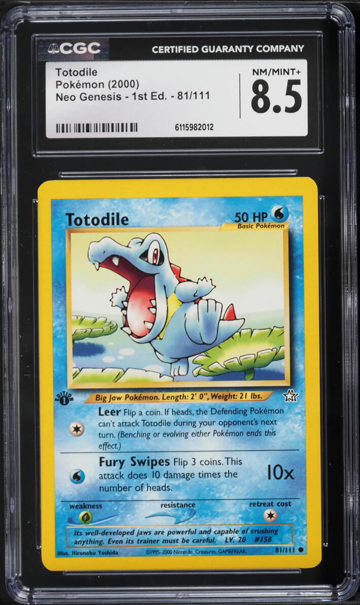 2000 Pokemon Neo Genesis 1st Edition Totodile #81 CGC 8.5 NM-MT+