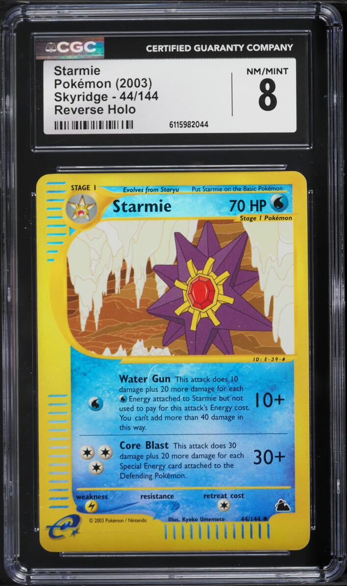 2003 Pokemon Skyridge Reverse Holo Starmie #44 CGC 8 NM-MT