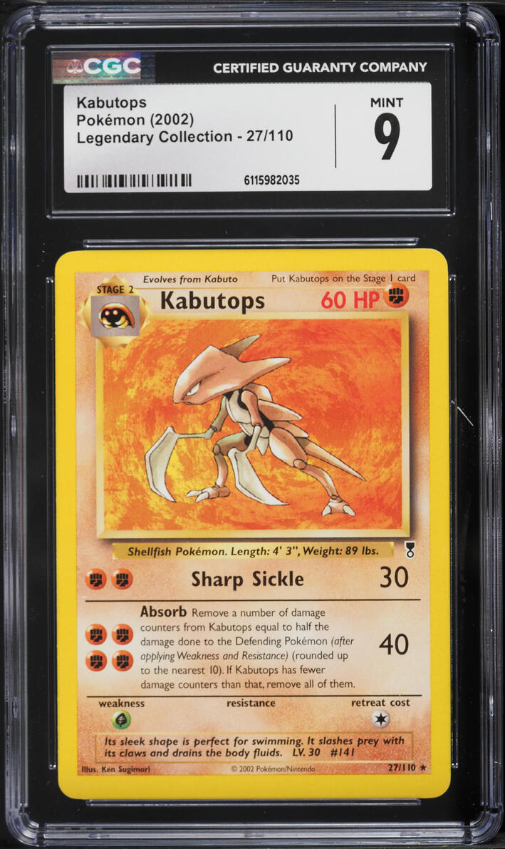 2002 Pokemon Legendary Collection Kabutops #27 CGC 9 MINT
