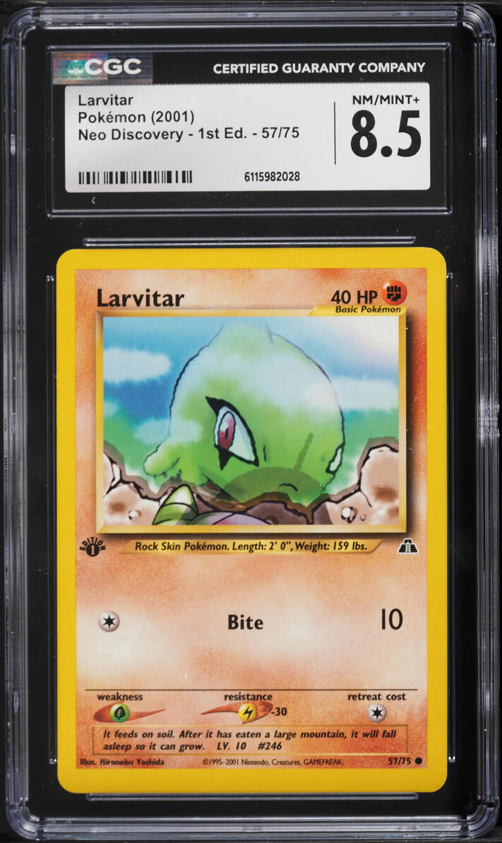 2001 Pokemon Neo Discovery 1st Edition Larvitar #57 CGC 8.5 NM-MT+