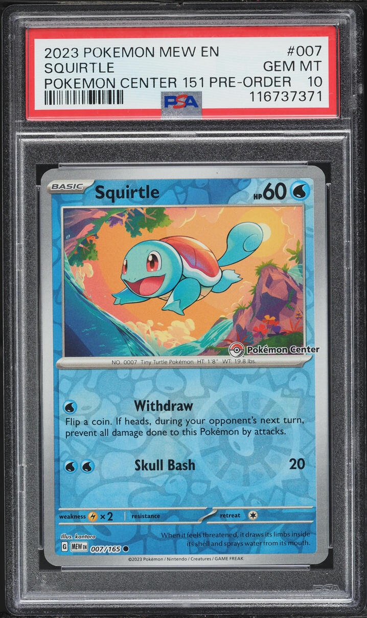 2023 Pokemon Scarlet & Violet 151 Center Pre-Order Holo Squirtle #7 PSA 10 GEM MINT