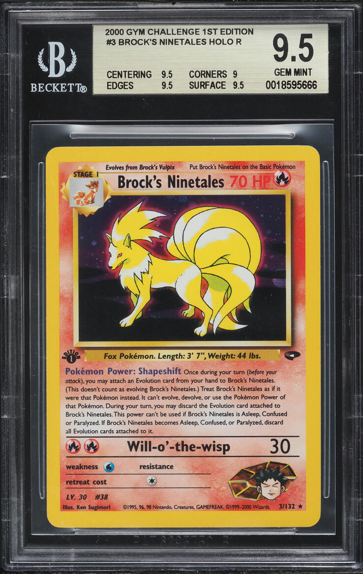 2000 Pokemon Gym Challenge 1st Edition Holo Brock's Ninetales #3 BGS 9.5 GEM MINT