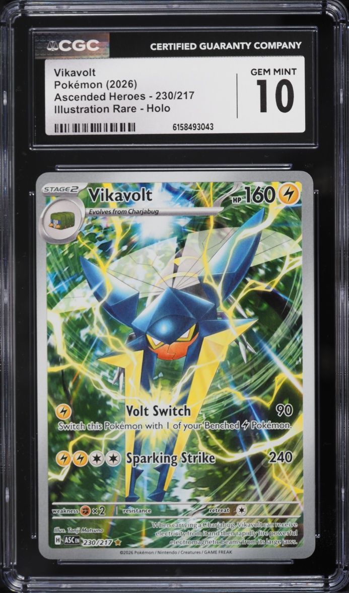 2026 Pokemon Mega Evolution Ascended Heroes IR Vikavolt #230 CGC 10 GEM MINT