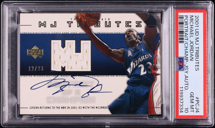 2001 UD MJ Tributes Portrait Of A Champion Michael Jordan PATCH AUTO /23 #PCJ4 PSA 10 GEM MINT