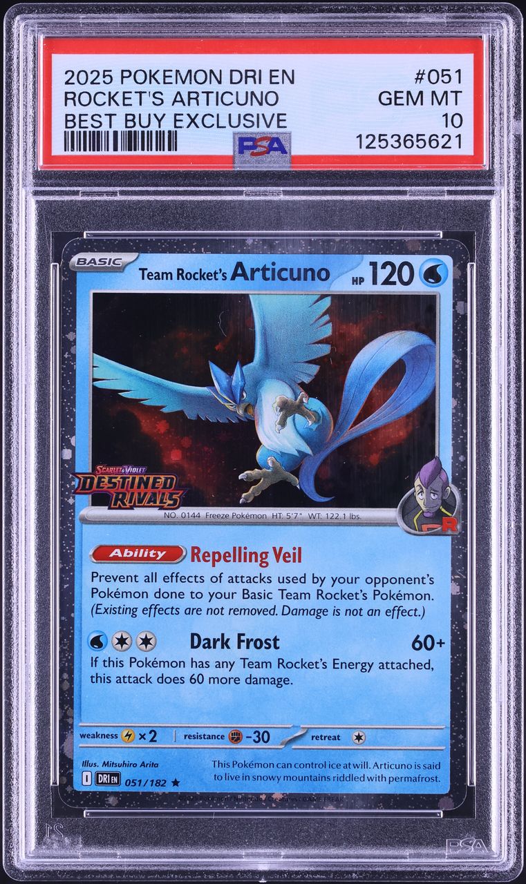 2025 Pokemon SV Destined Rivals Best Buy Exclusive Team Rocket's Articuno #51 PSA 10 GEM MINT