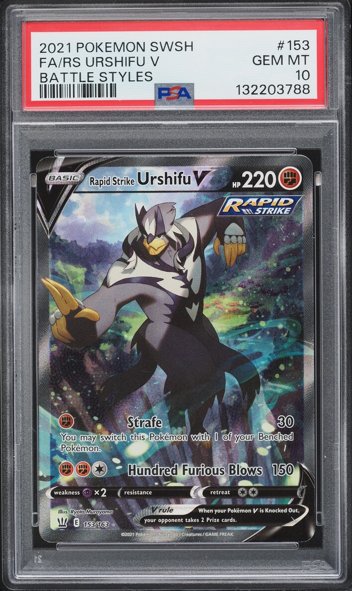 2021 Pokemon Sword & Shield Battle Styles Alt Art Rapid Strike Urshifu V #153 PSA 10 GEM MINT