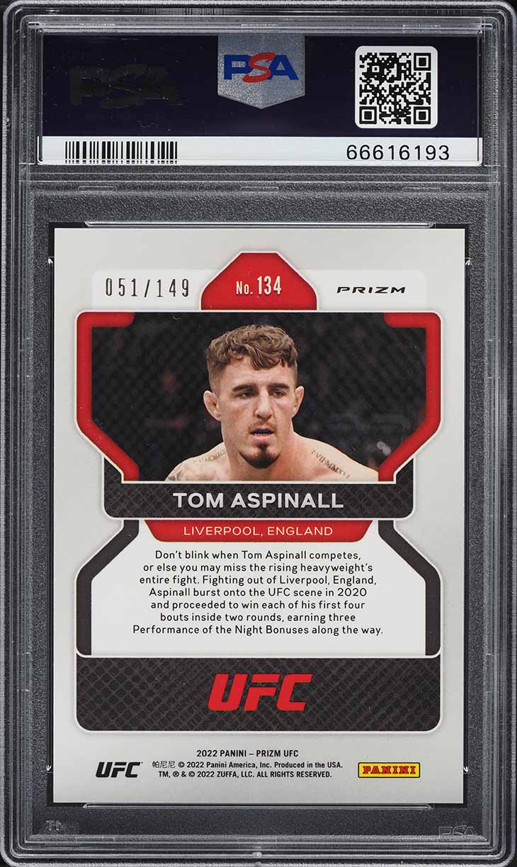 2022 Panini Prizm UFC Purple Tom Aspinall ROOKIE /149 #134 PSA 10 GEM MINT