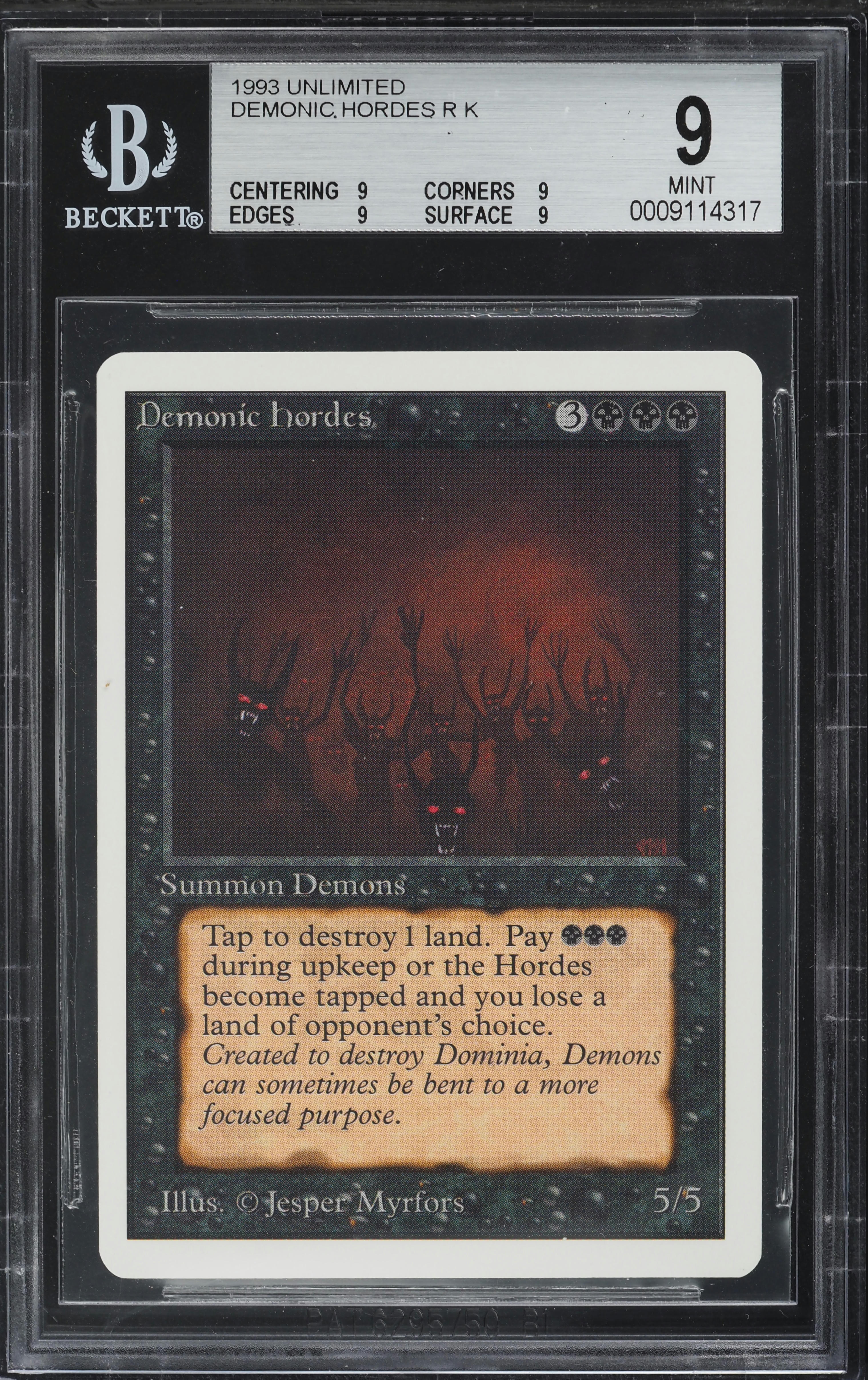 1993 Magic The Gathering MTG Unlimited Demonic Hordes BGS 9 MINT
