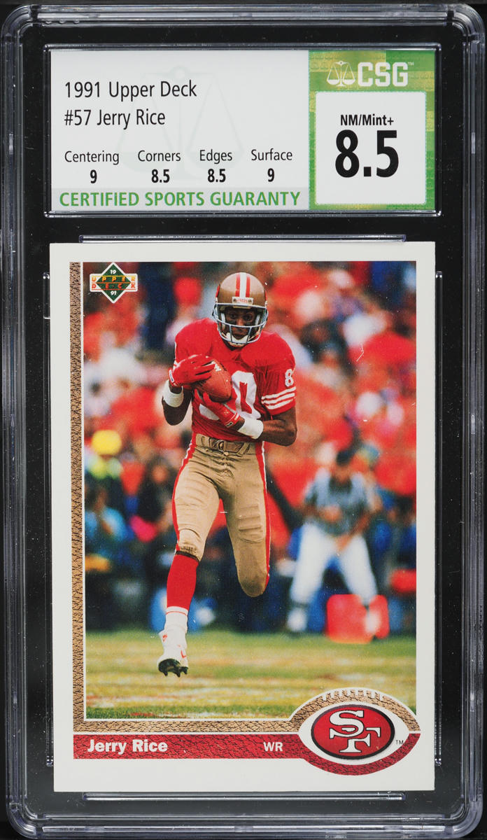 1991 Upper Deck Football Jerry Rice #57 CSG 8.5 NM-MT+
