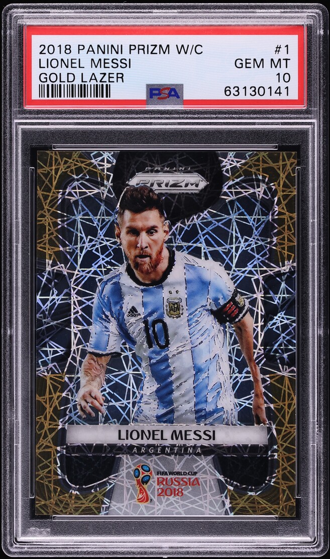 2018 Panini Prizm World Cup Gold Lazer Lionel Messi /15 #1 PSA 10 GEM MINT