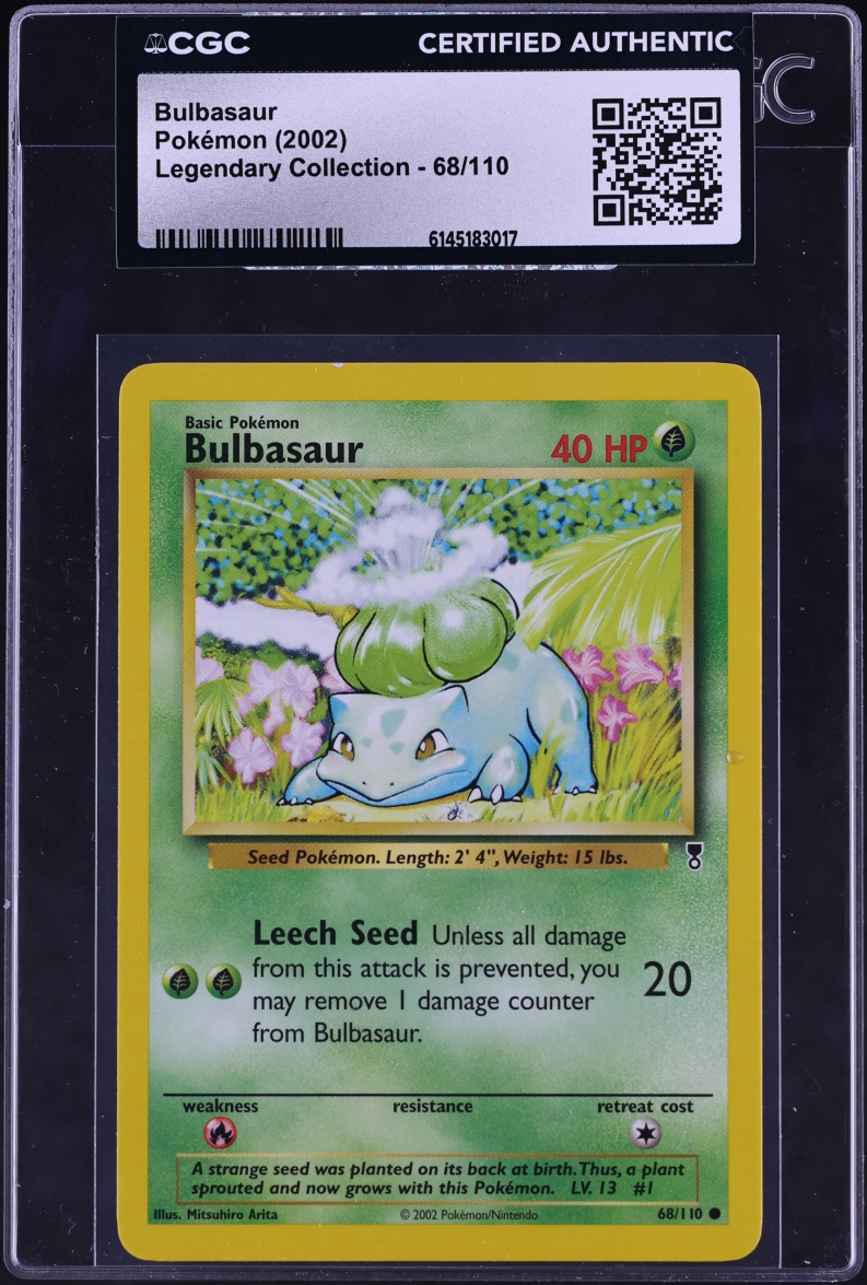 2002 Pokemon Legendary Collection Bulbasaur #68 CGC AUTH