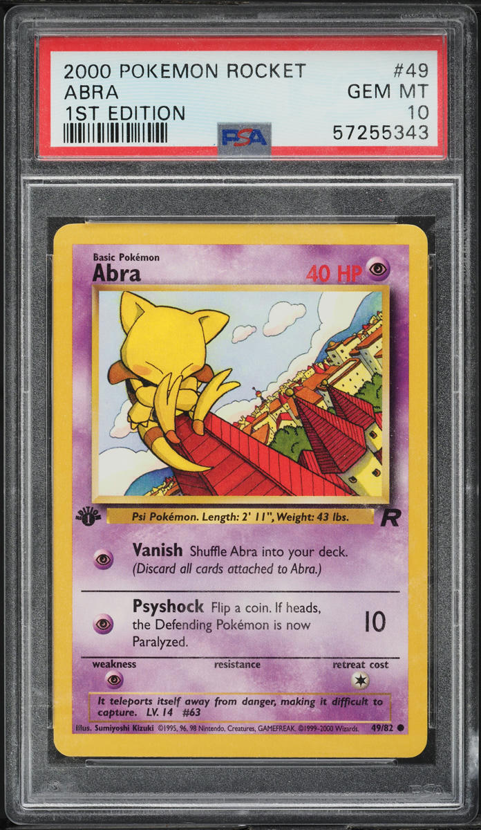 2000 Pokemon Team Rocket 1st Edition Abra #49 PSA 10 GEM MINT