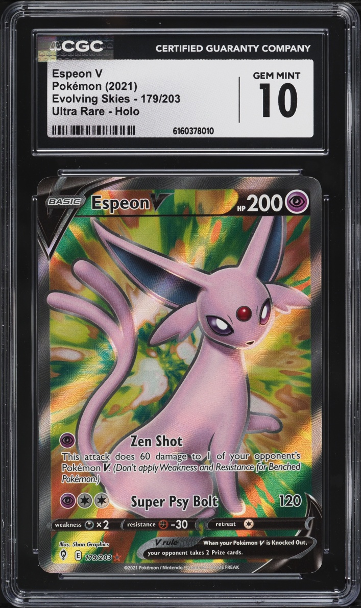 2021 Pokemon Sword & Shield Evolving Skies Full Art Espeon V #179 CGC 10 GEM MINT