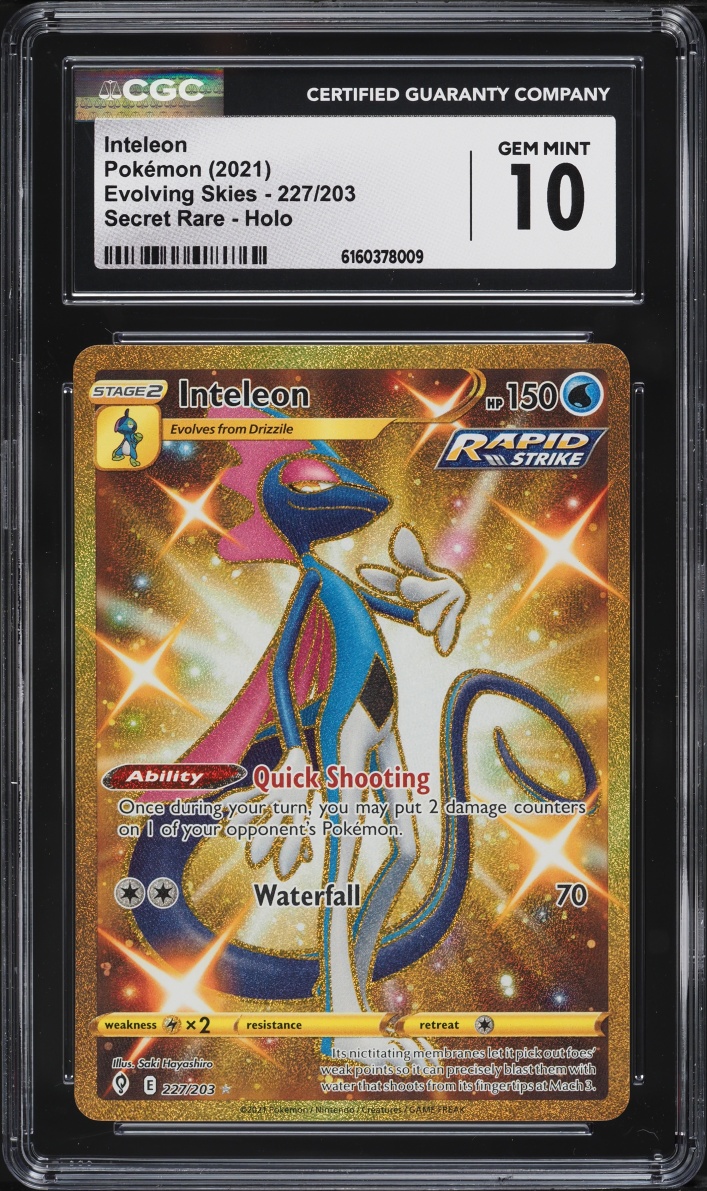 2021 Pokemon Sword & Shield Evolving Skies Gold Rare Inteleon #227 CGC 10 GEM MINT