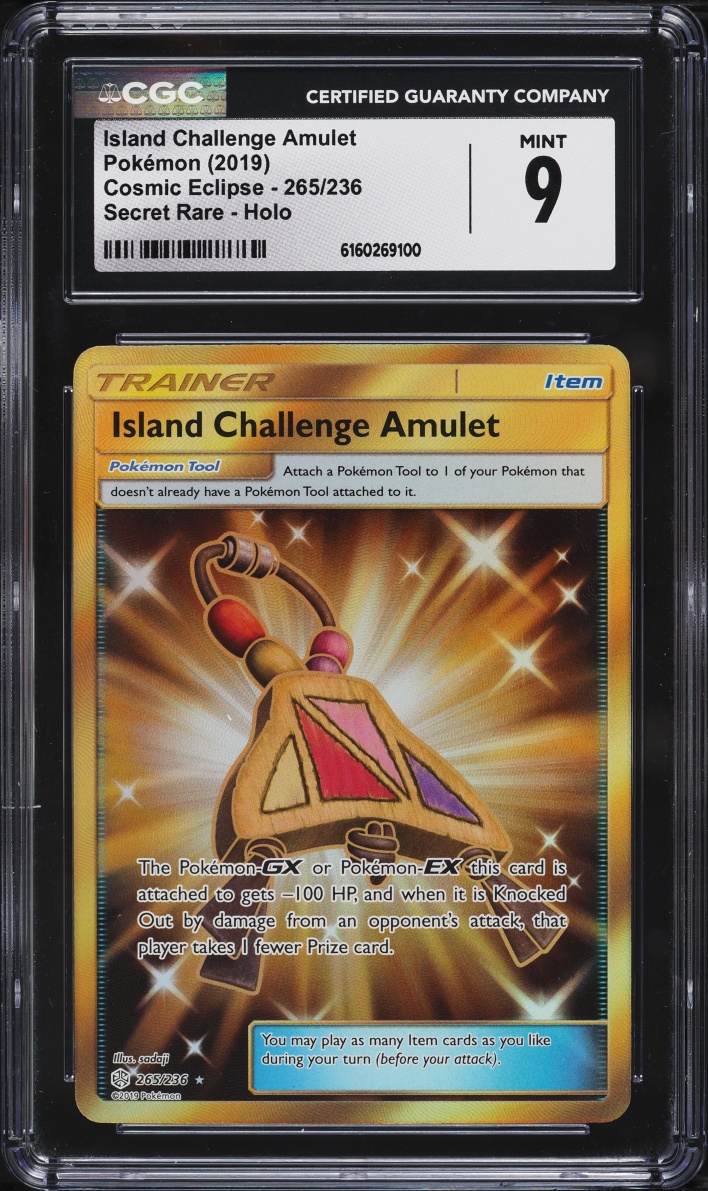2019 Pokemon Sun & Moon Cosmic Eclipse Gold Rare Island Challenge Amulet #265 CGC 9 MINT