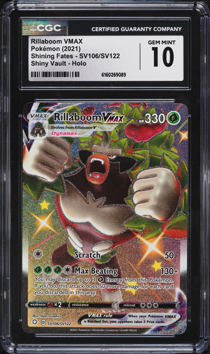 2021 Pokemon SWSH Shining Fates Shiny Vault Alt Art Rillaboom VMAX #SV106 CGC 10 GEM MINT