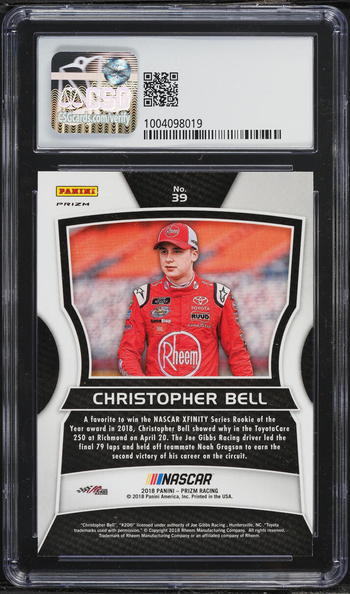 2018 Panini Prizm Red White & Blue Christopher Bell ROOKIE #39 CSG 9 MINT