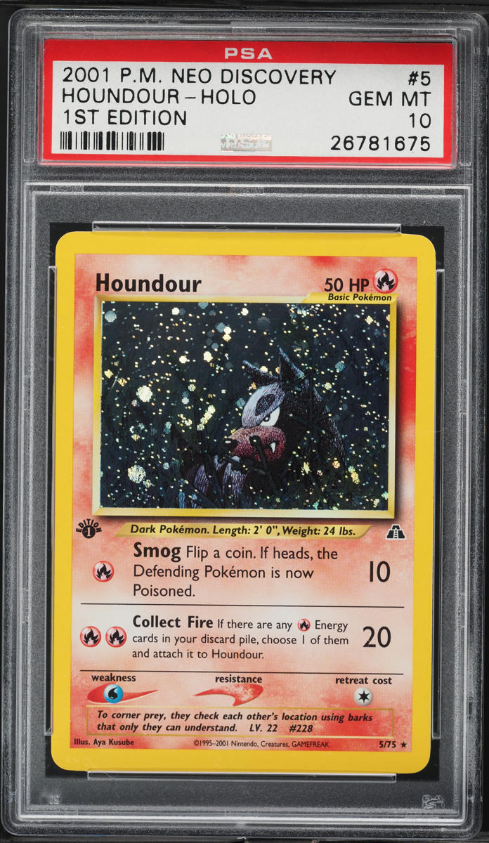 2001 Pokemon Neo Discovery 1st Edition Holo Houndour #5 PSA 10 GEM MINT