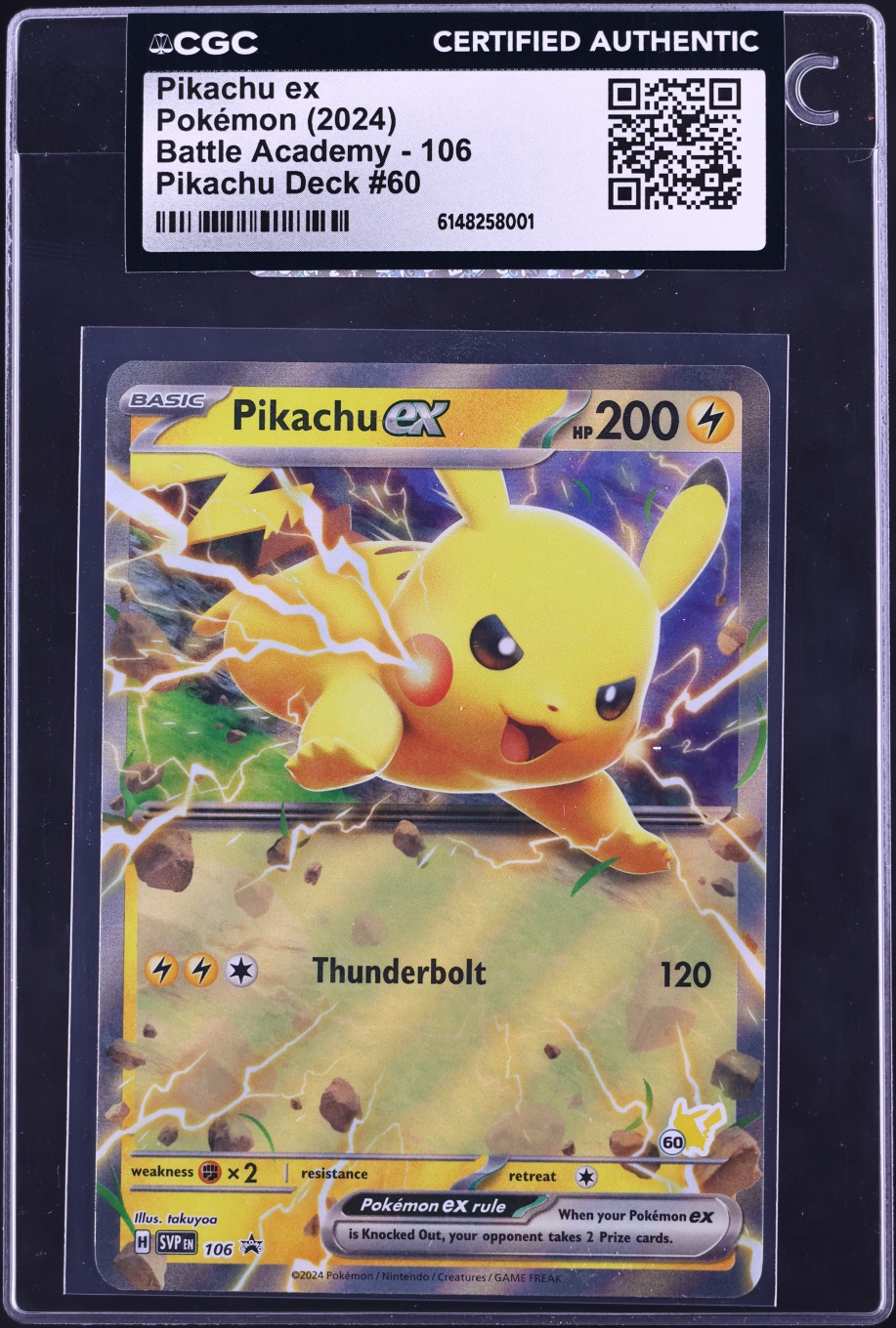 2024 Pokemon Scarlet & Violet Promo Battle Academy Deck Holo Pikachu ex #106 CGC AUTH