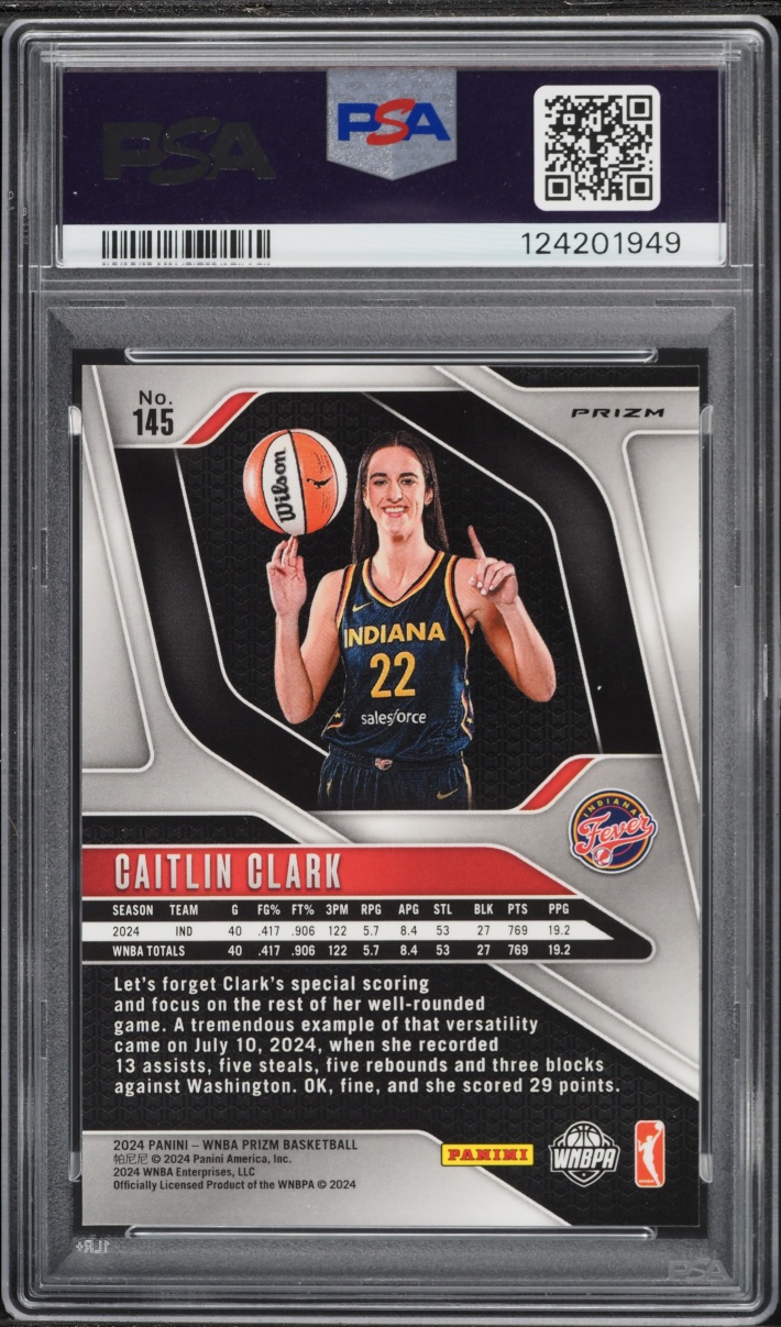 2024 Panini Prizm WNBA Blue Velocity Caitlin Clark ROOKIE #145 PSA 10 GEM MINT