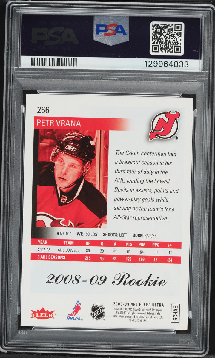 2008 Ultra Hockey Petr Vrana ROOKIE #266 PSA 10 GEM MINT