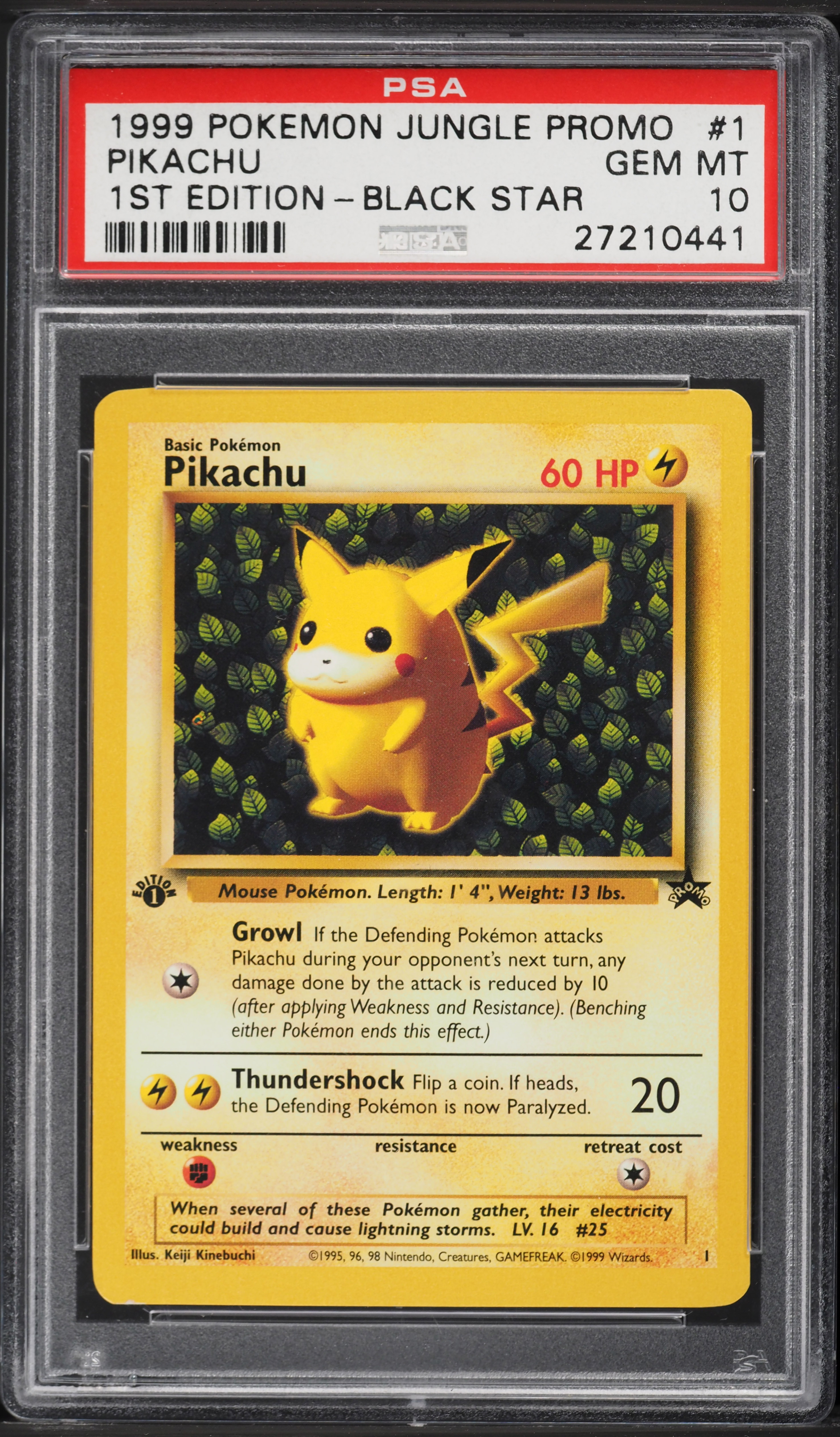 1999 Pokemon Jungle Black Star Promo 1st Edition Pikachu #1 PSA 10