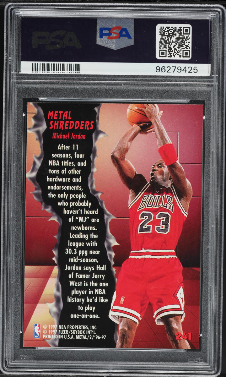 1996 Metal Basketball Michael Jordan #241 PSA 10 GEM MINT on