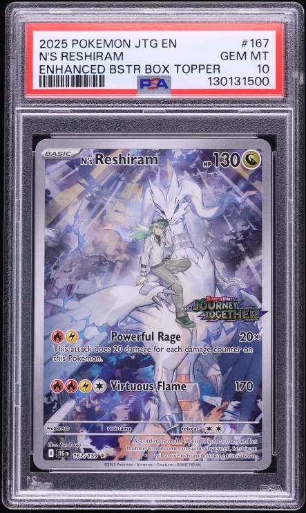 2025 #167 Scarlet & Violet Journey Together Box Topper Ir N'S Reshiram Gem Mint PSA 10 Pokemon