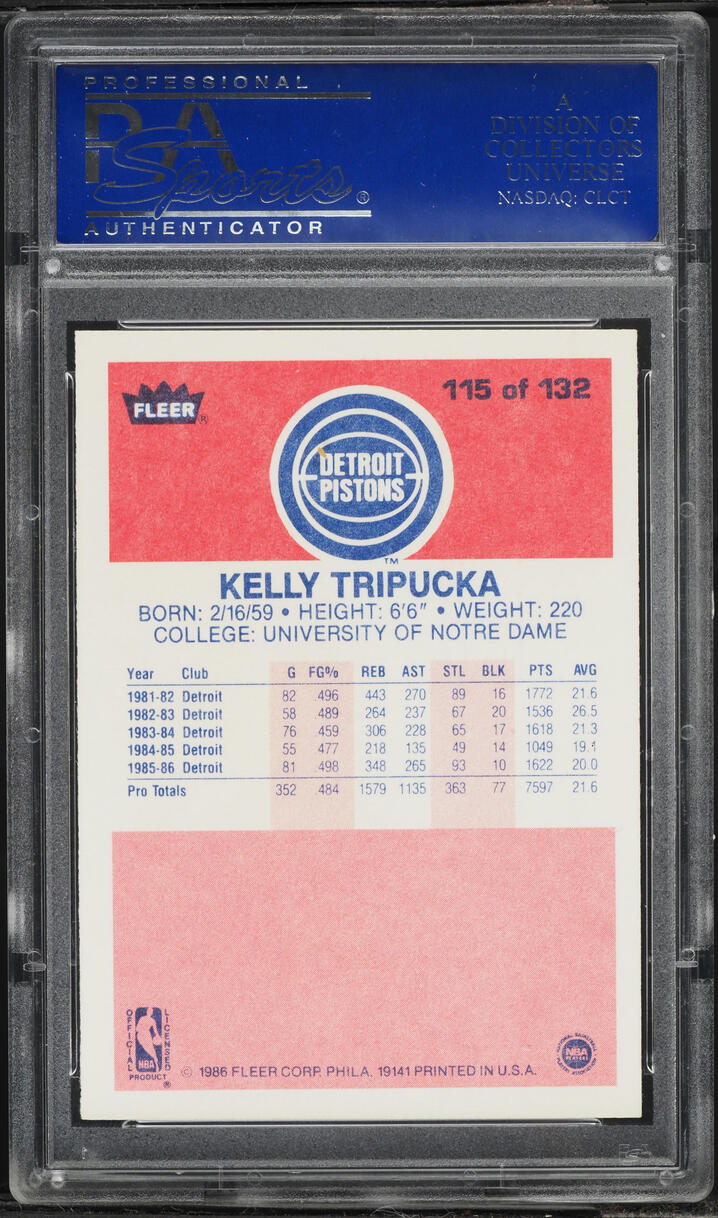 1986 Fleer Basketball Kelly Tripucka #115 PSA 9 MINT