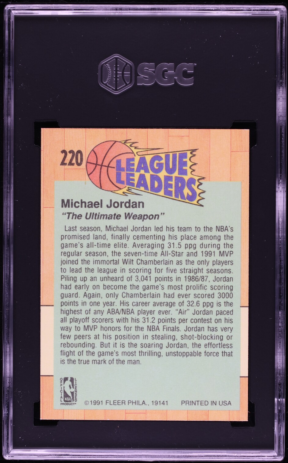 1991 Fleer Basketball Michael Jordan #220 SGC 9 MINT