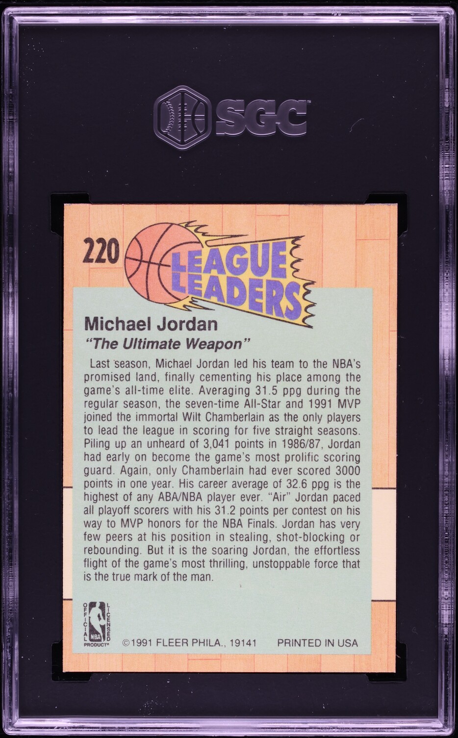 1991 Fleer Basketball Michael Jordan #220 SGC 7 NRMT