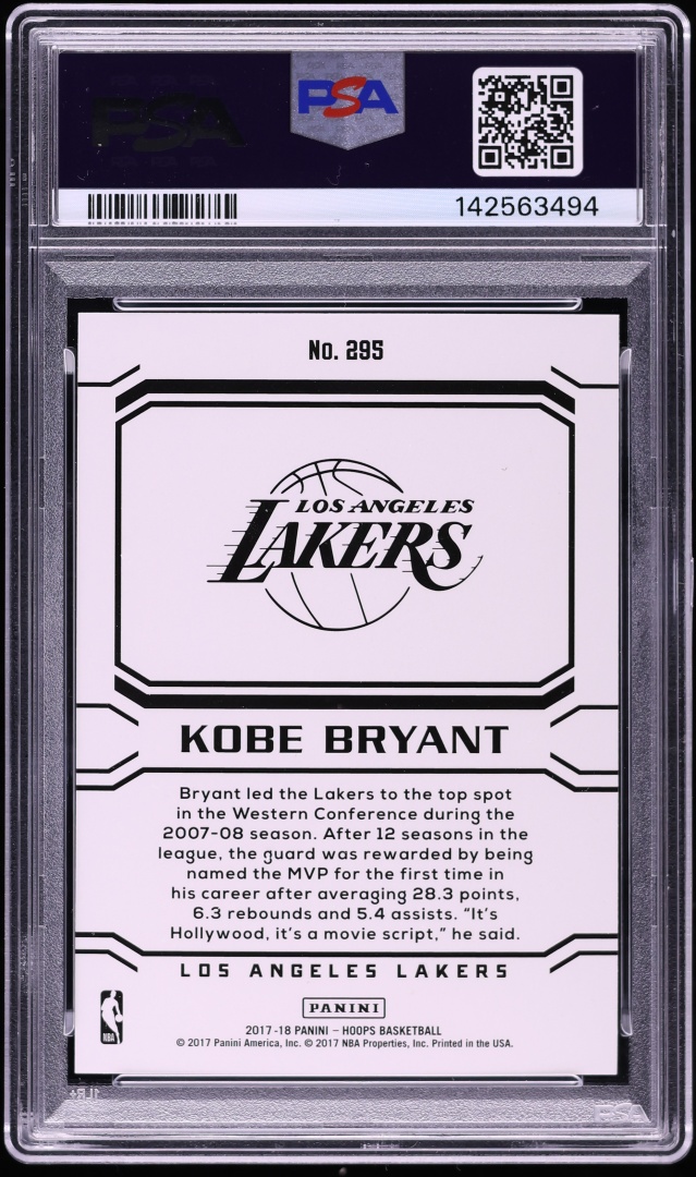 2017 Hoops Kobe Bryant #295 PSA 10 GEM MINT